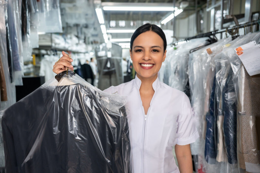 Dry cleaning services at Omni Cleaners in Houston, showcasing delicate garment care and convenient pickup options.